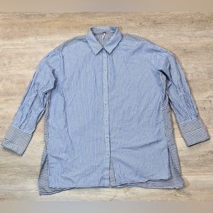 Free People Oversized Cotton Resort Beach Full Button Tunic Size Medium